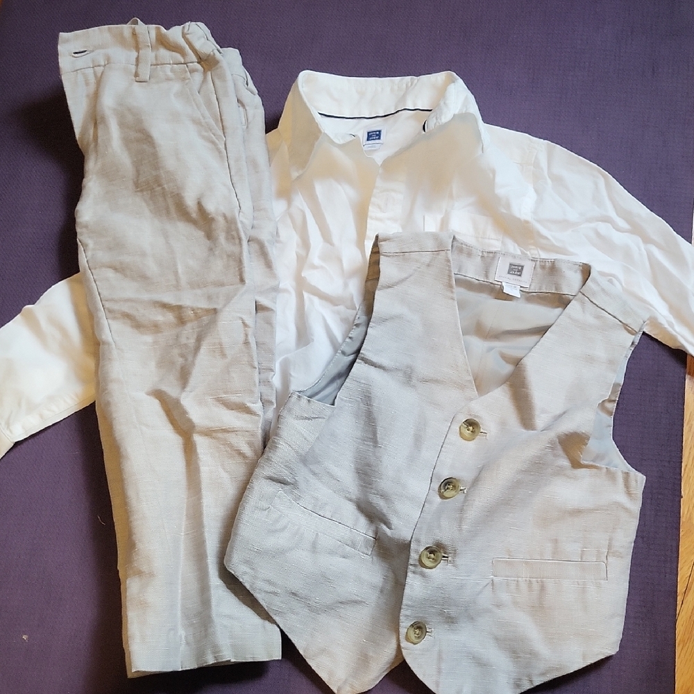 Janie and Jack Linen vest, pants with shirt